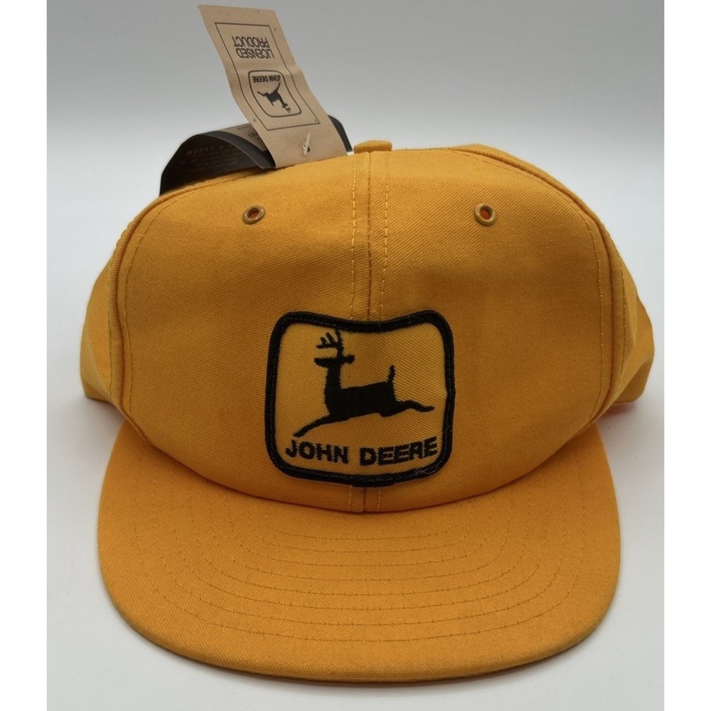 Vintage 90s John Deere Snapback Hat Cap Marigold Yellow Licensed Product NWT